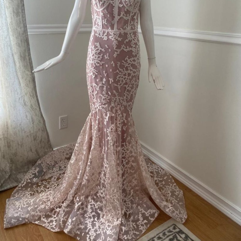 Portia and Scarlett Lace Embellished Mermaid Dress - Picture 5 of 9
